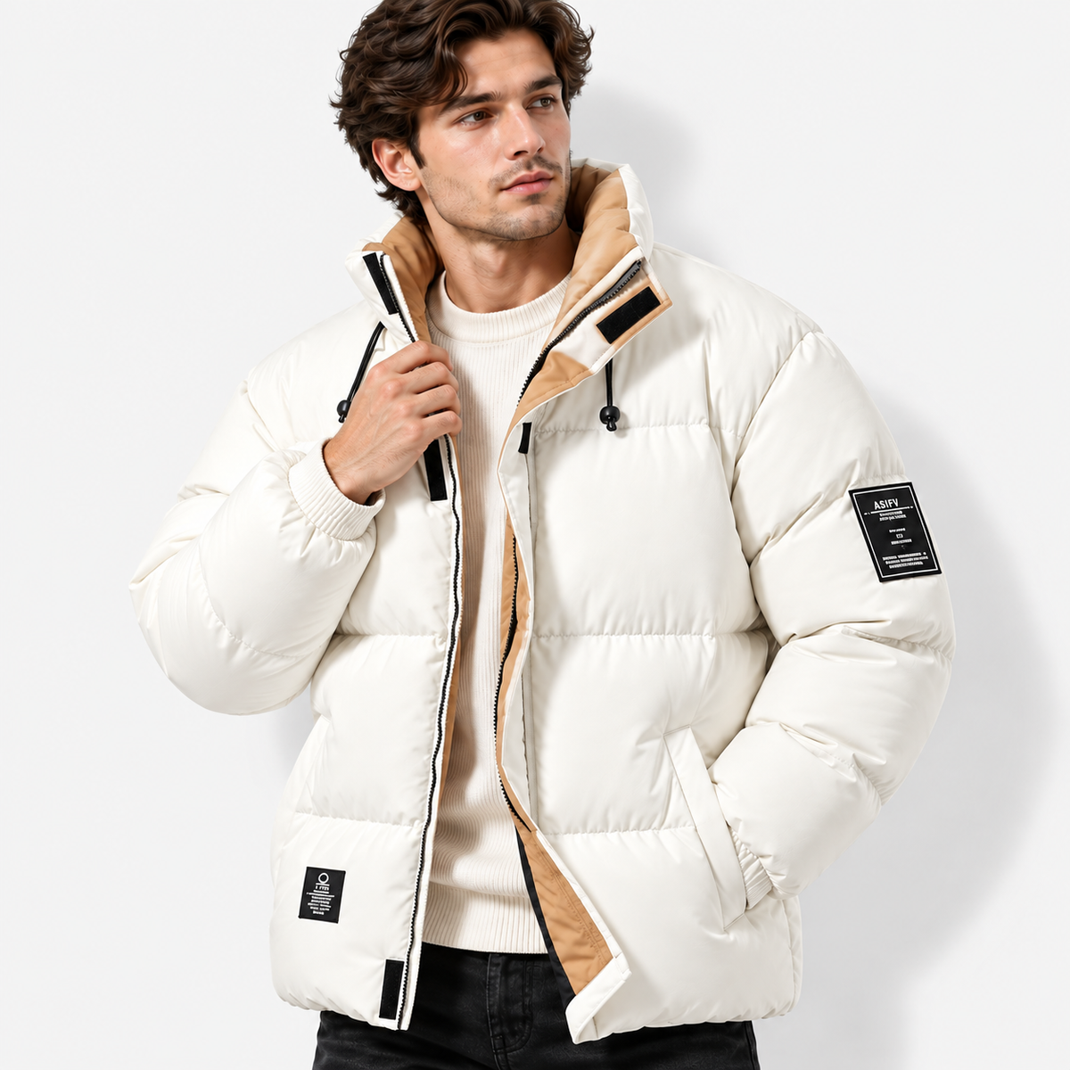 Men’s Warm Padded Zip-Up Jacket – Casual Windproof Winter Coat