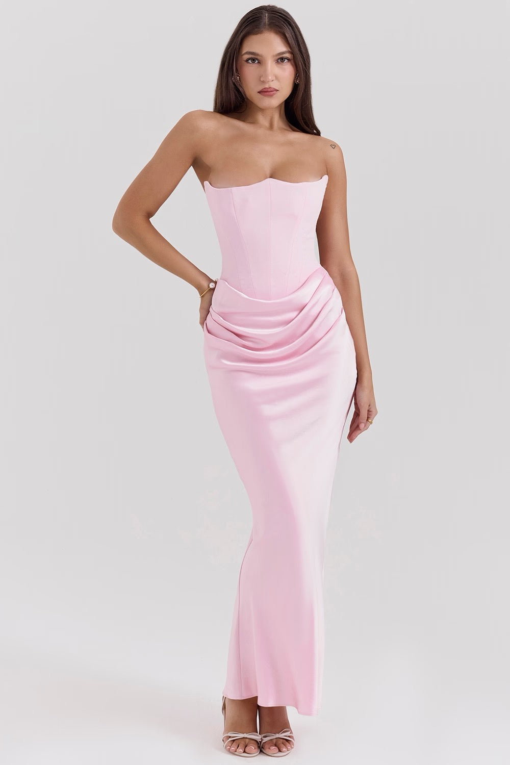 Camellia | Strapless kanten maxi jurk glamour avond