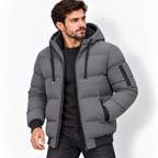 Men’s Winter Plush Hooded Jacket – Thick Warm Zip-Up Outdoor Coat