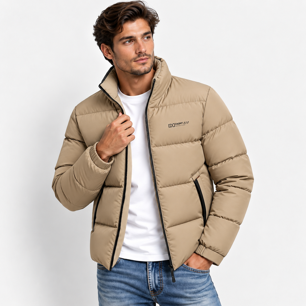 Men’s Winter Thickened Stand Collar Jacket – Warm Casual Puffer Coat