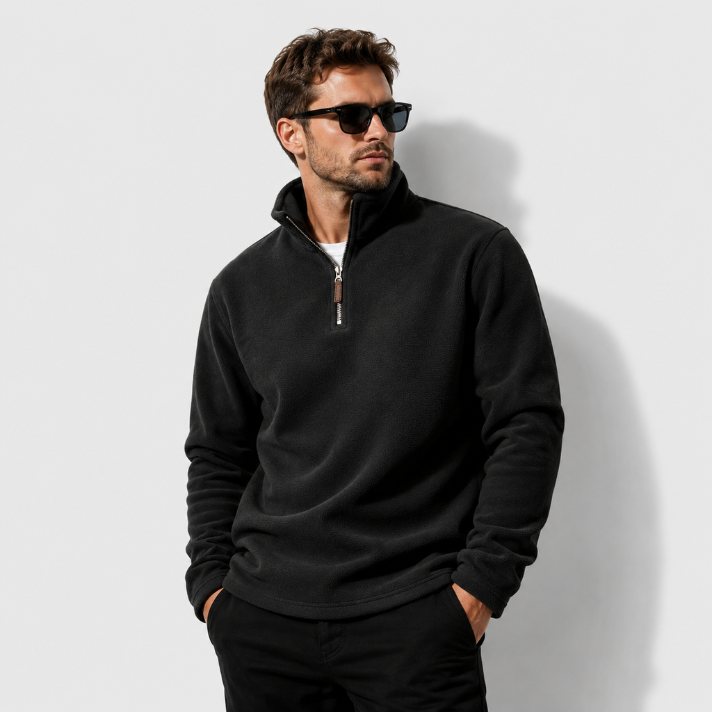 Men's Fleece Half-Zip Stand Collar Sweatshirt