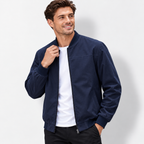 Men’s Executive Stand Collar Jacket – Casual Business Zip-Up Coat