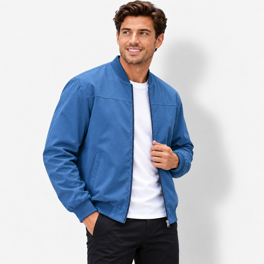 Men’s Executive Stand Collar Jacket – Casual Business Zip-Up Coat