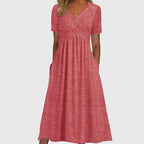 Amanda | stijlvolle v-hals midi jurk elegant