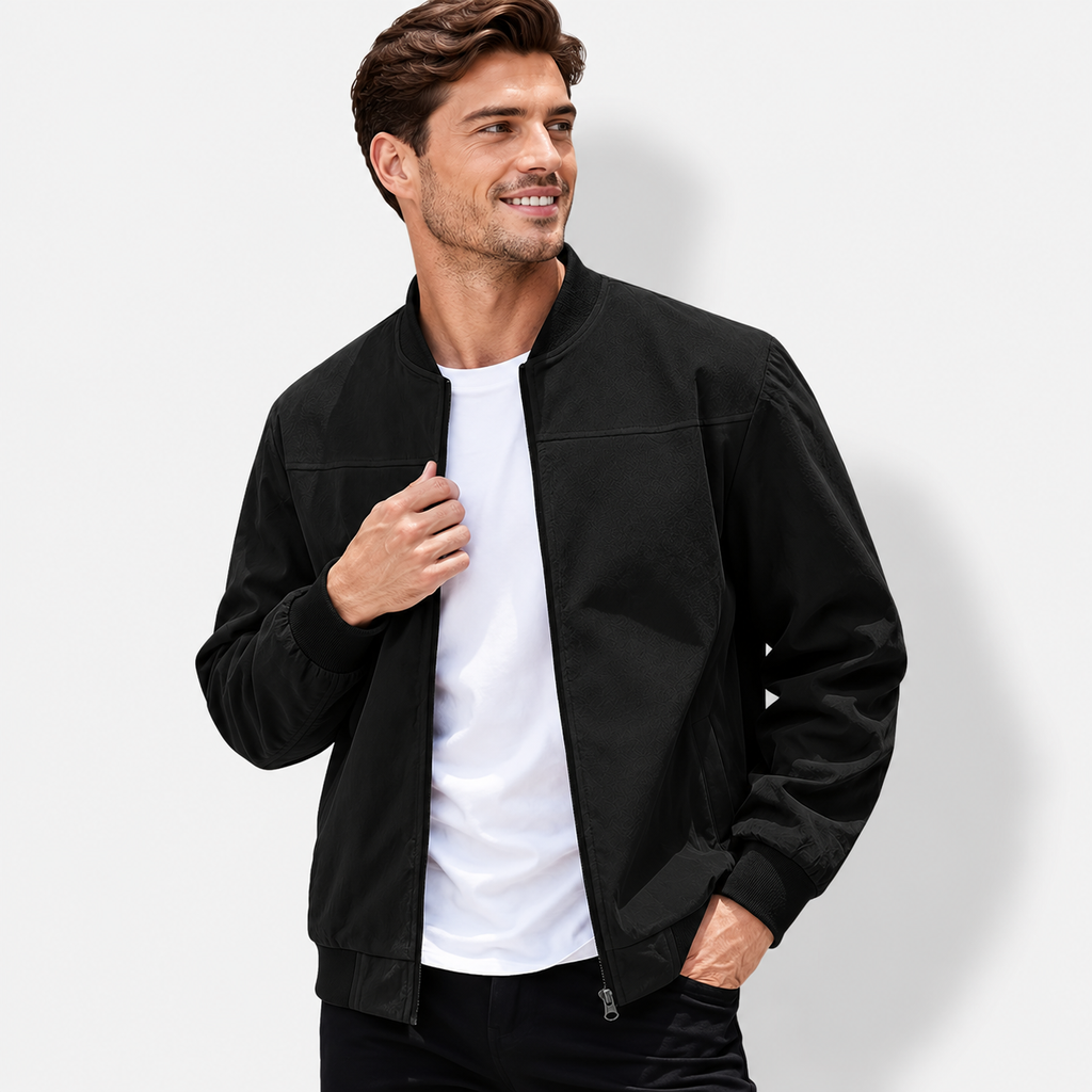 Men’s Executive Stand Collar Jacket – Casual Business Zip-Up Coat