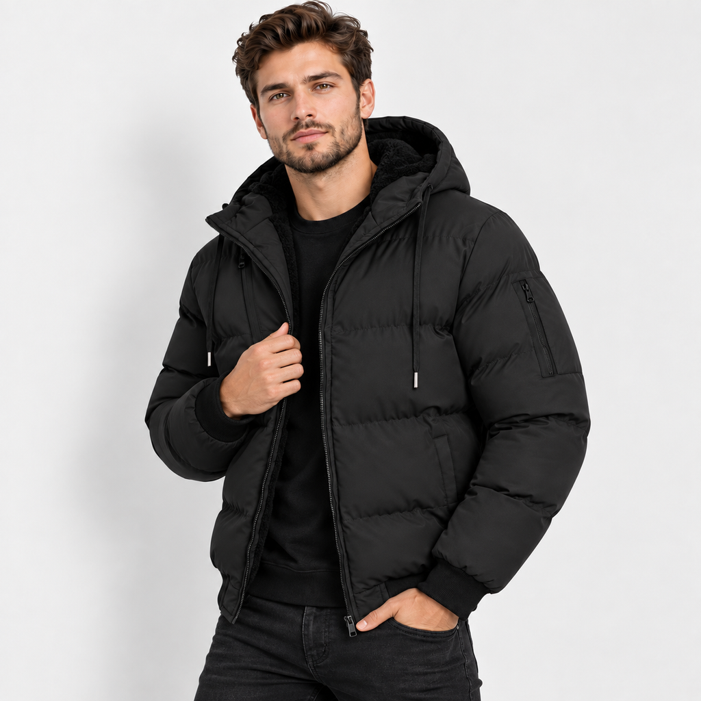 Men’s Hooded Fleece-Lined Padded Jacket