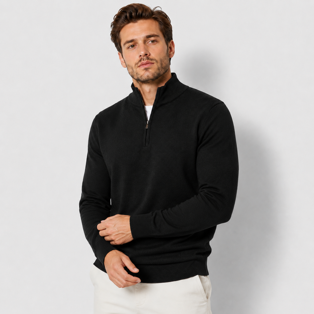 Men’s Sherpa Half-Zip Sweatshirt – Warm Stand Collar Pullover
