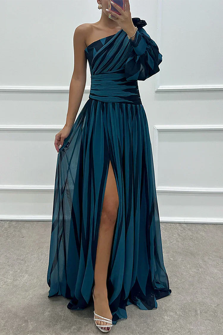 Bonnie | Gestreepte één schouder maxi jurk elegant