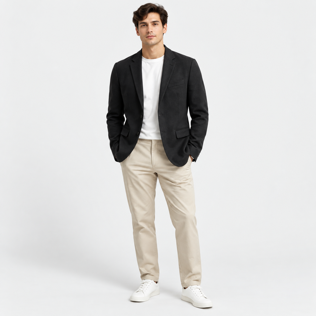 Men’s Plus-Size Cotton-Linen Single-Breasted Blazer