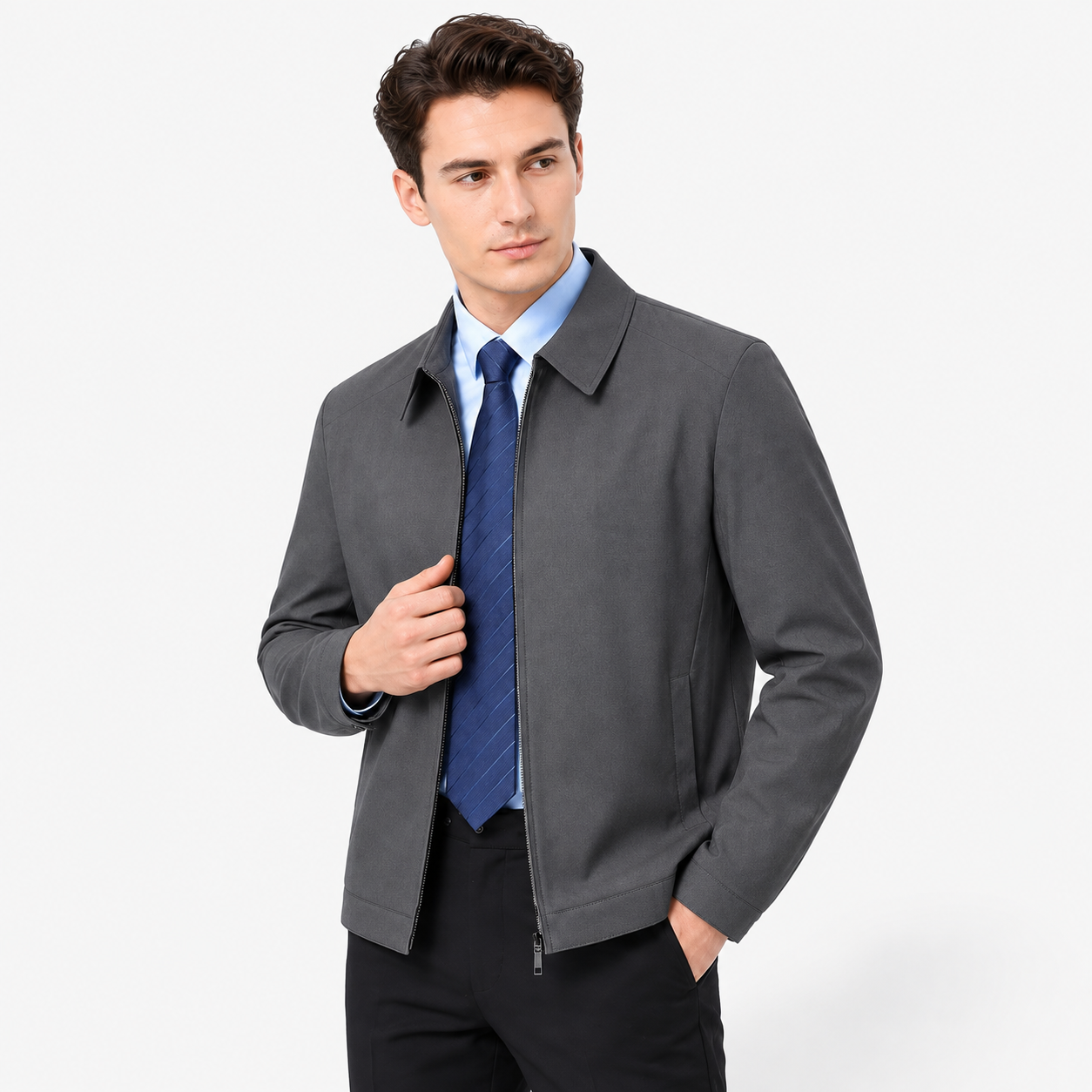 Men's Executive Lapel Zip-Pocket Jacket