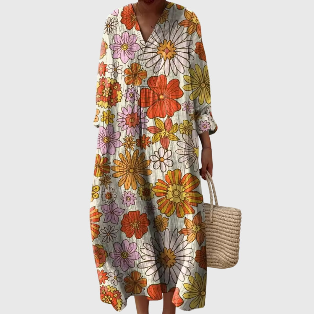 Stephanie | luchtige boho print midi jurk zomer