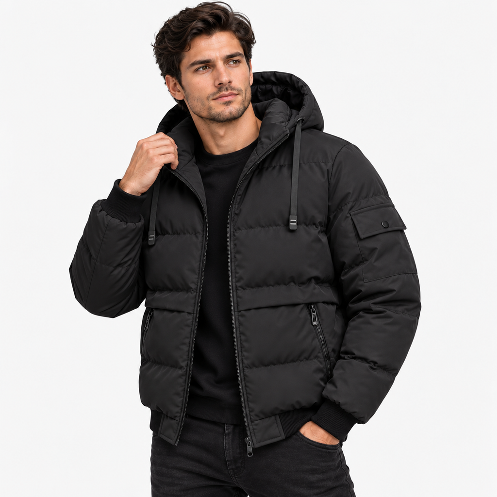 Men’s Winter Hooded Jacket – Removable Hood Casual Loose-Fit Coat