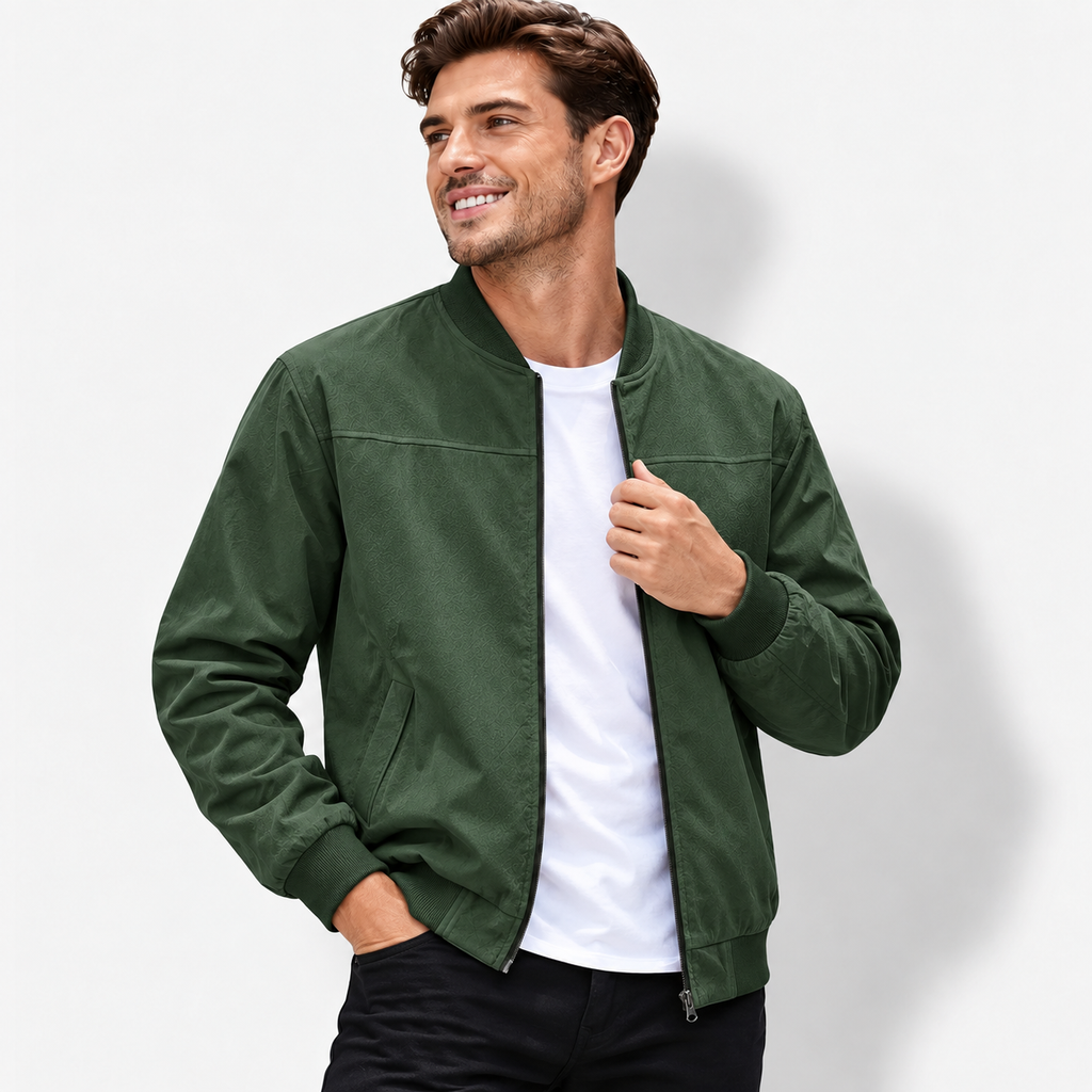 Men’s Executive Stand Collar Jacket – Casual Business Zip-Up Coat