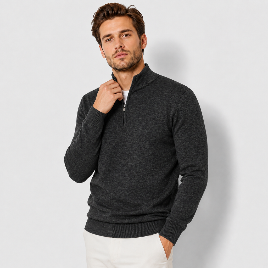 Men’s Sherpa Half-Zip Sweatshirt – Warm Stand Collar Pullover
