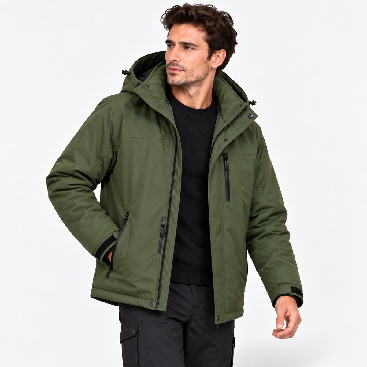 Men’s Heavyweight Fleece-Lined Hooded Winter Jacket