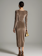 Sylvie | elegante satijnen midi jurk feest chic