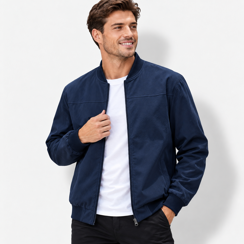 Men’s Executive Stand Collar Jacket – Casual Business Zip-Up Coat