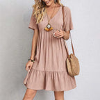 Sofie | casual v-hals midi jurk veelkleurig