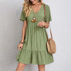 Sofie | casual v-hals midi jurk veelkleurig