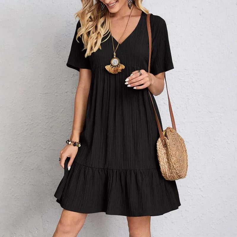 Sofie | casual v-hals midi jurk veelkleurig