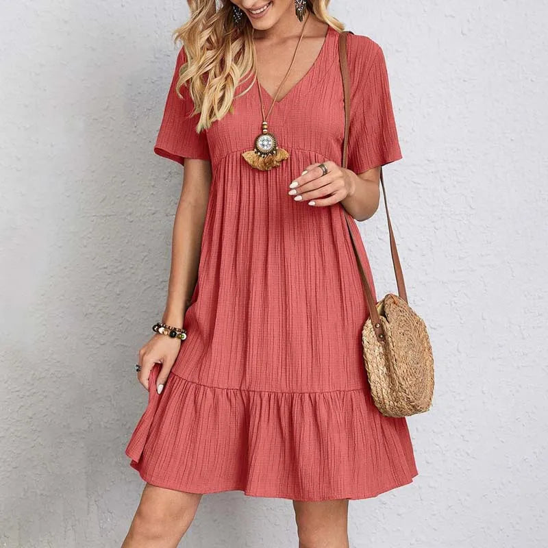 Sofie | casual v-hals midi jurk veelkleurig