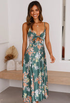 Dakota | Bloemen maxi jurk romantisch bruiloft groen
