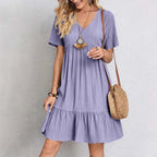Sofie | casual v-hals midi jurk veelkleurig