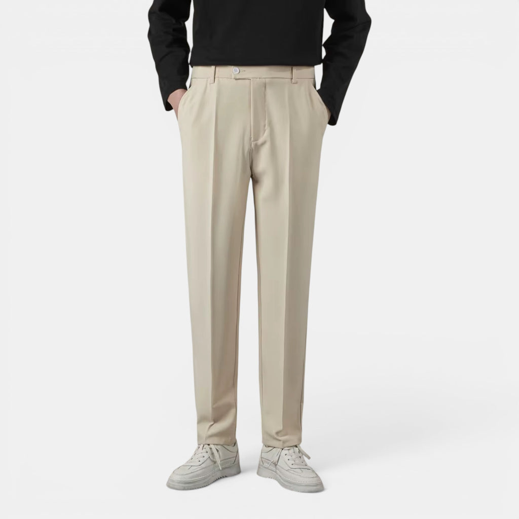 Men’s Solid Casual Straight-Leg Trousers