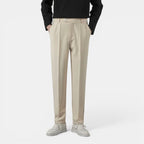 Men’s Solid Casual Straight-Leg Trousers
