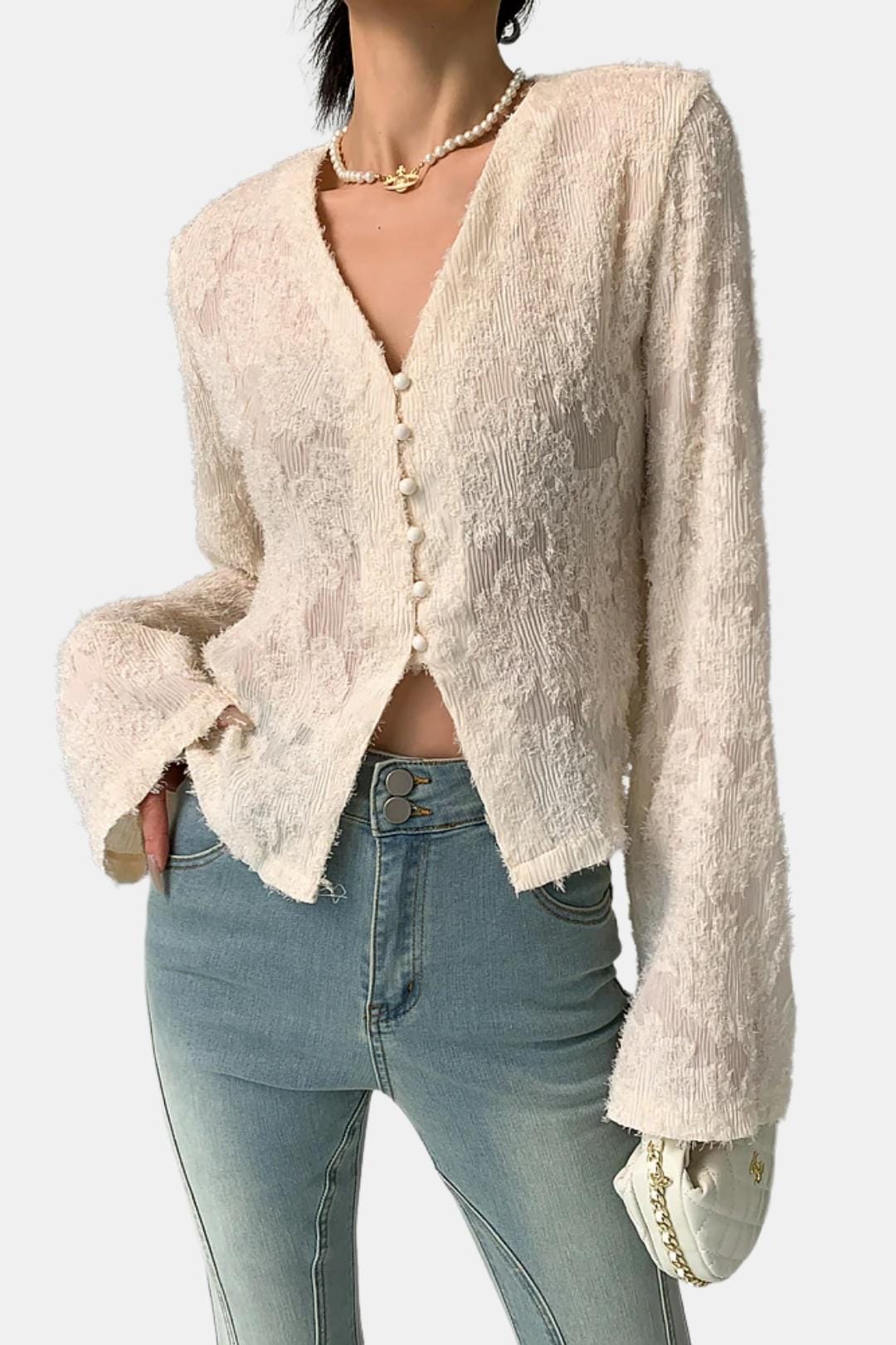 Bernice | Zacht Blouse Dames Top Kant Elegant