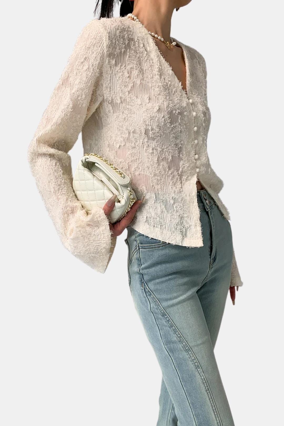 Bernice | Zacht Blouse Dames Top Kant Elegant