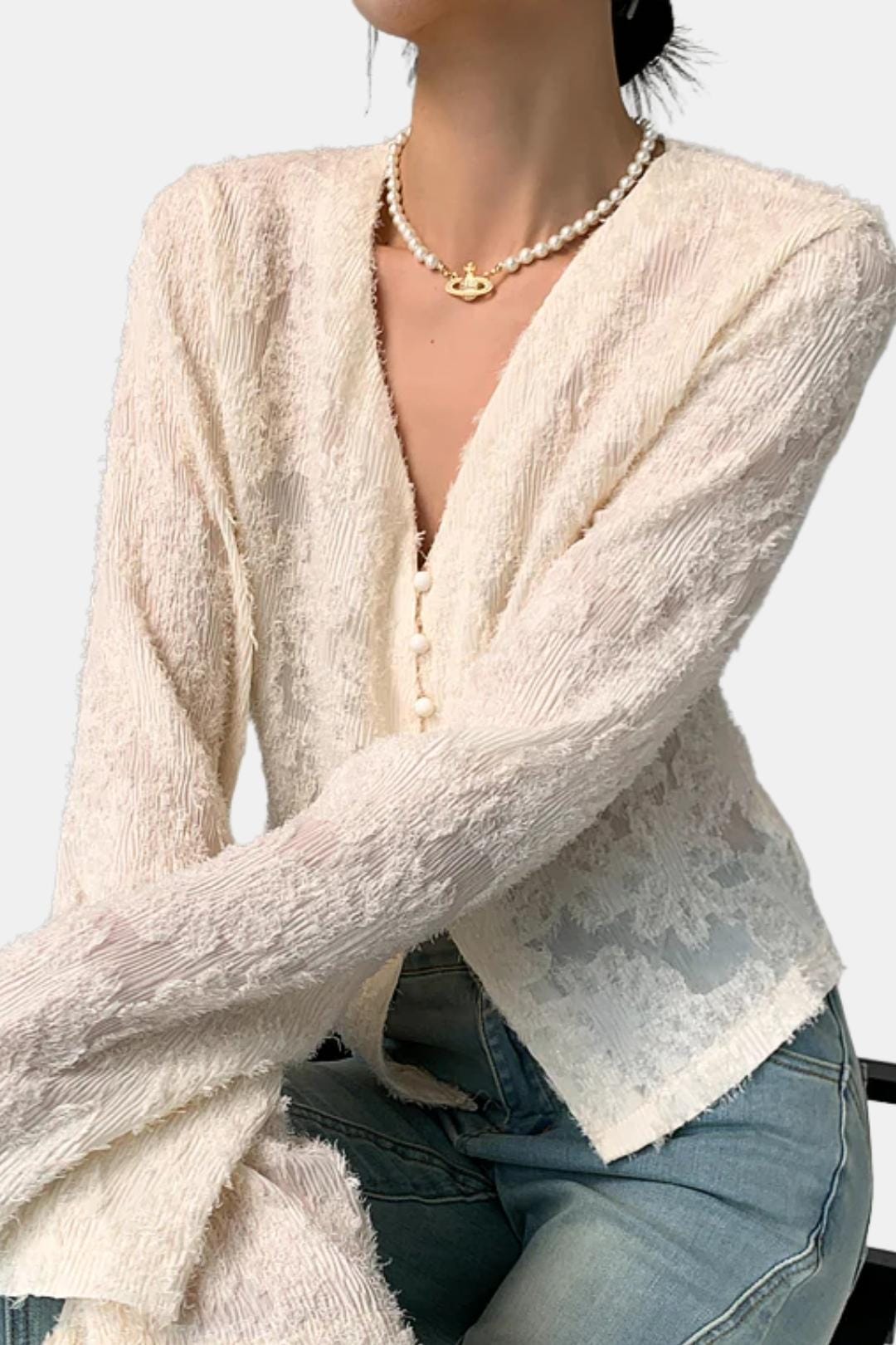 Bernice | Zacht Blouse Dames Top Kant Elegant