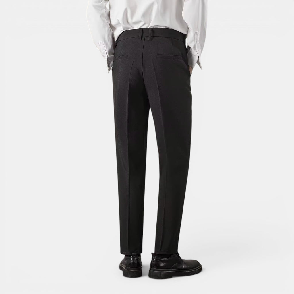 Men’s Solid Casual Straight-Leg Trousers