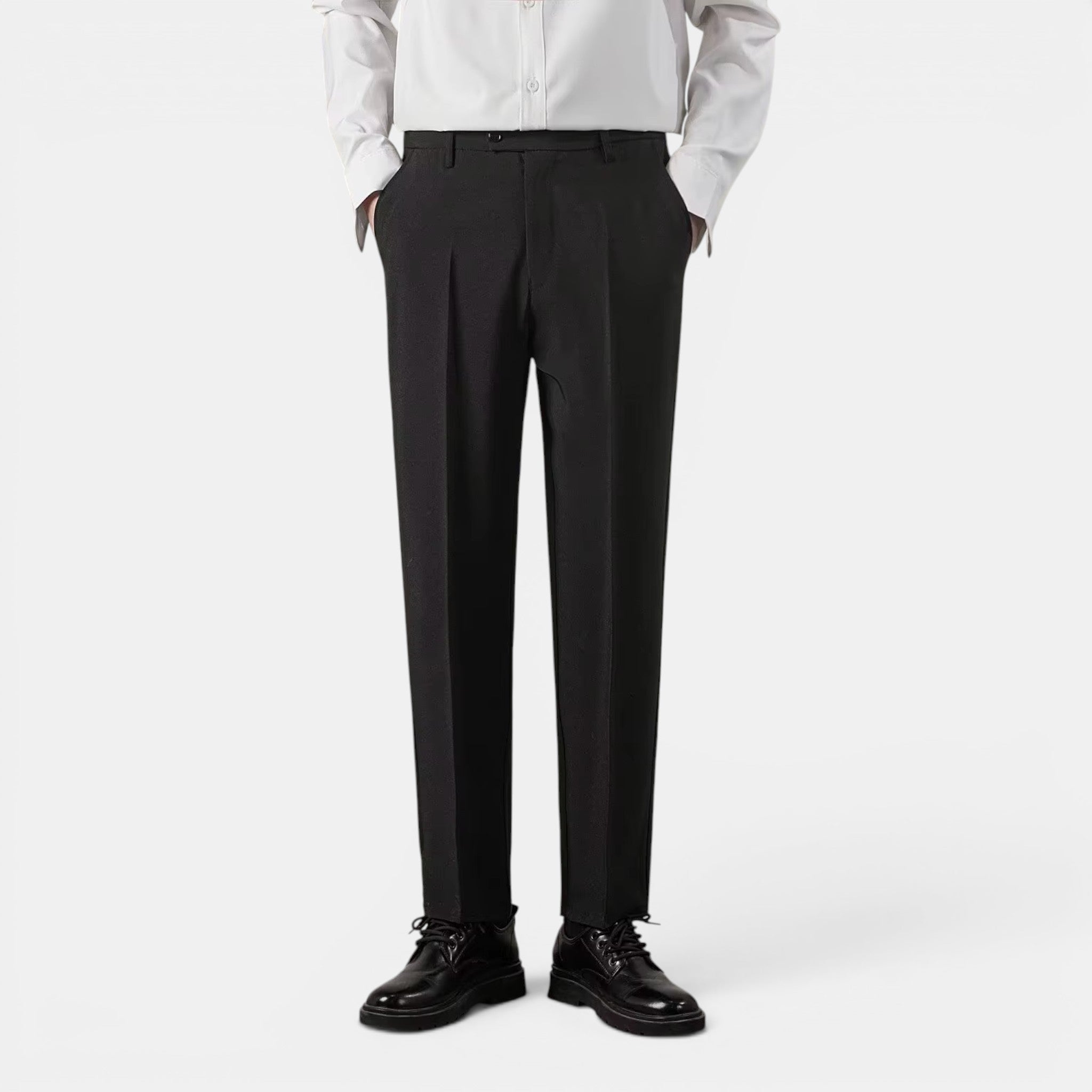 Men’s Solid Casual Straight-Leg Trousers