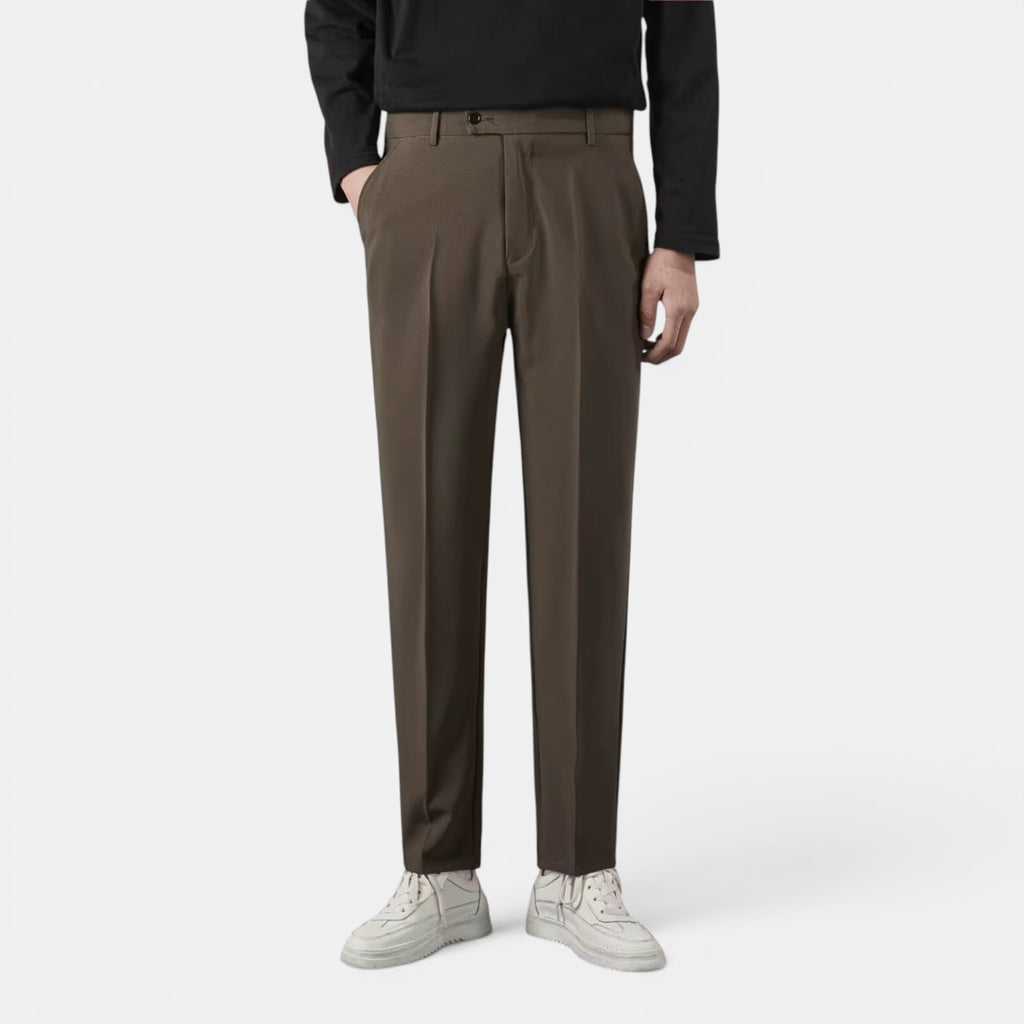 Men’s Solid Casual Straight-Leg Trousers