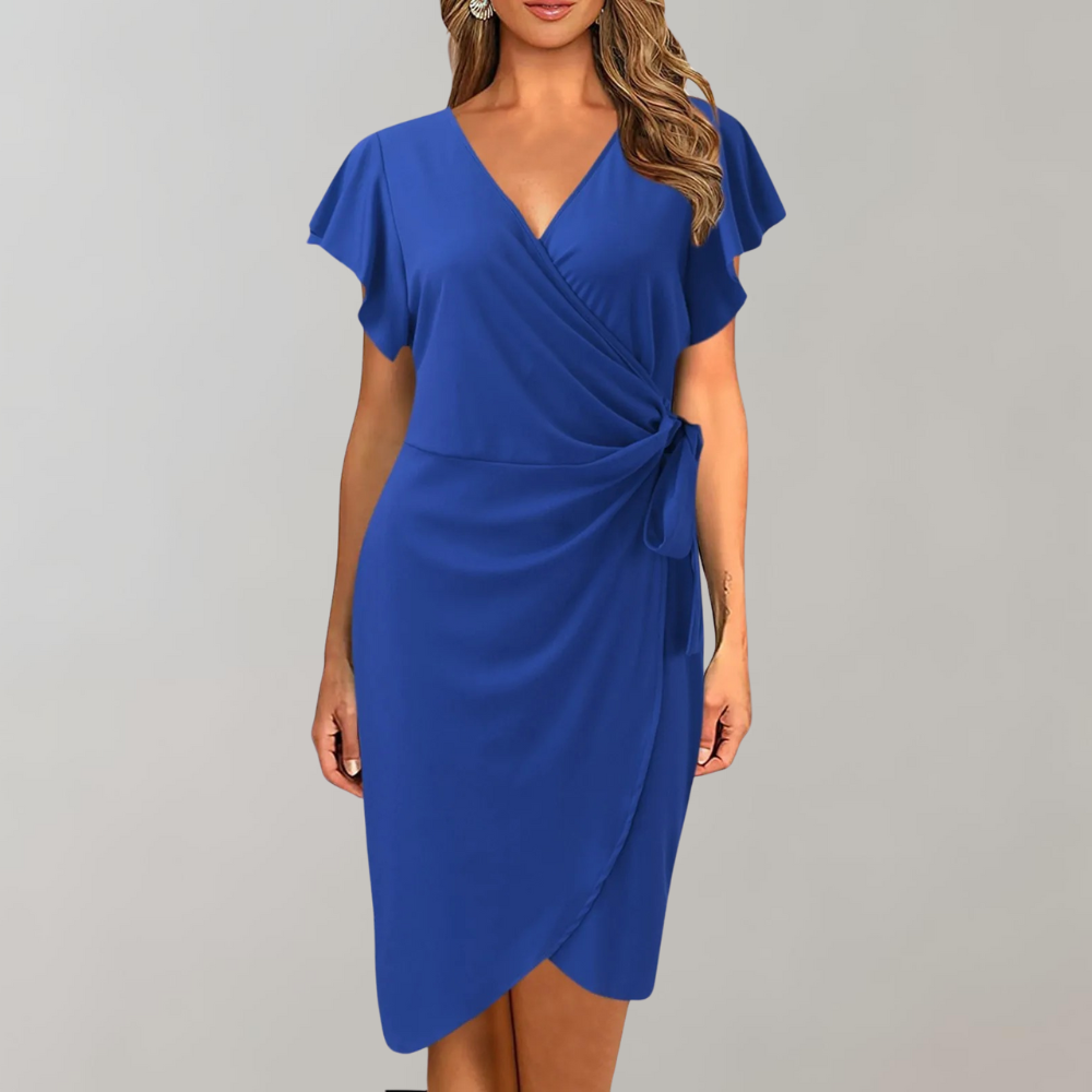Zayra | luchtige midi jurk elegante snit zijdezacht