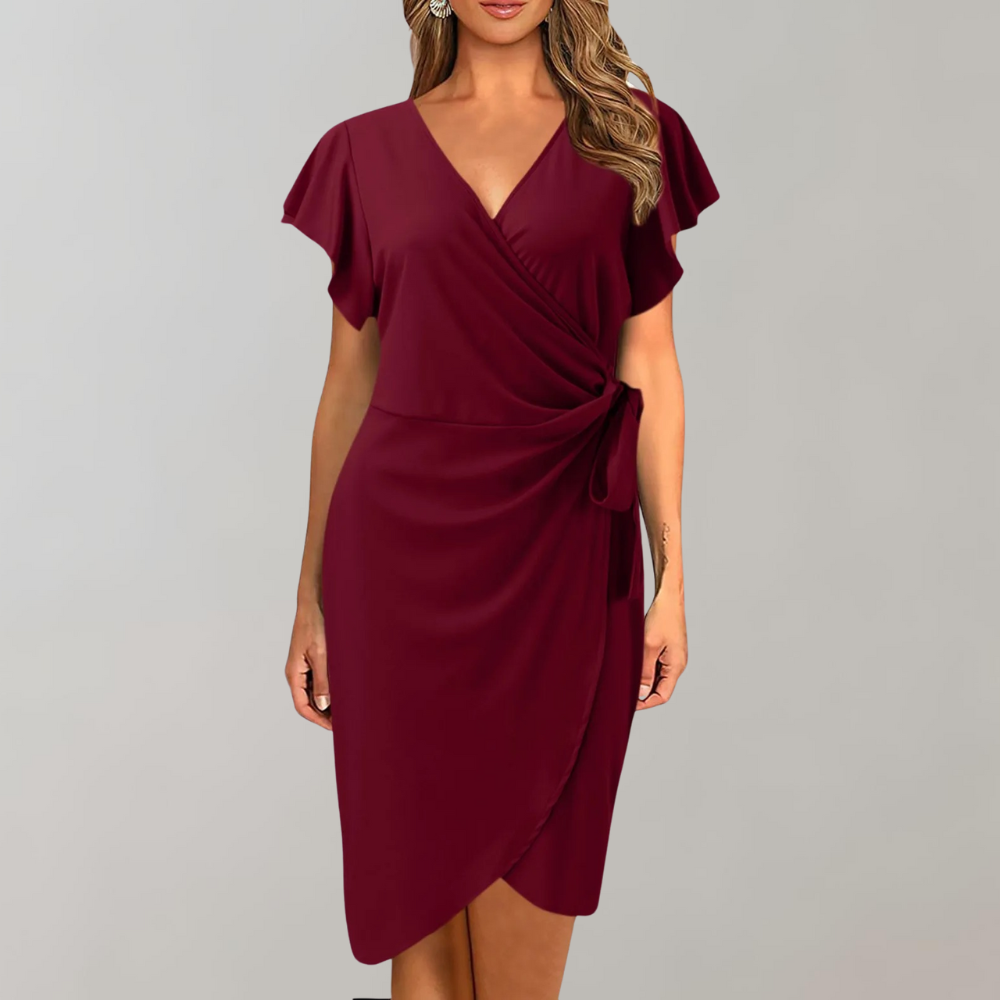 Zayra | luchtige midi jurk elegante snit zijdezacht