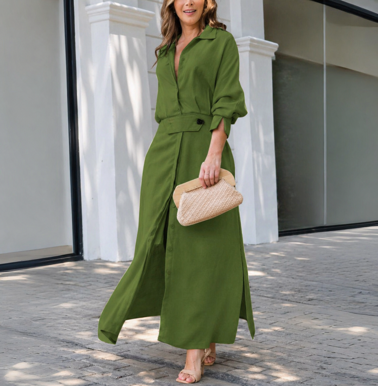 Amara | Luchtige maxi jurk v-hals zomers elegant