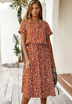 Florine | luchtige midi jurk elegante pasvorm strik