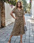 Florine | luchtige midi jurk elegante pasvorm strik