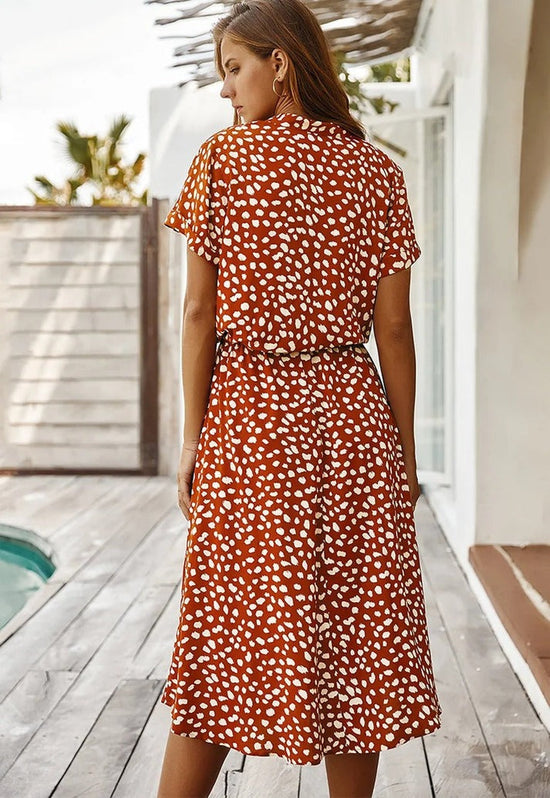 Florine | luchtige midi jurk elegante pasvorm strik