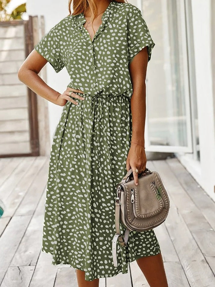Florine | luchtige midi jurk elegante pasvorm strik