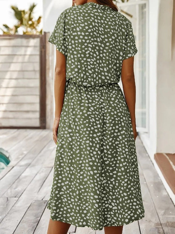 Florine | luchtige midi jurk elegante pasvorm strik