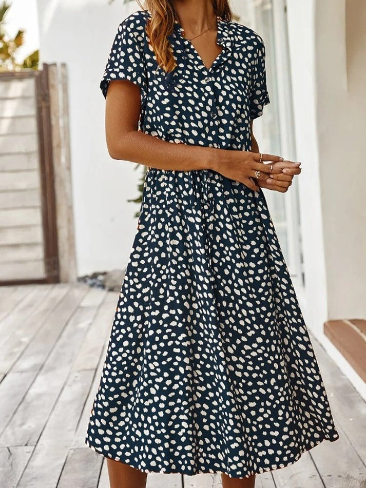 Florine | luchtige midi jurk elegante pasvorm strik