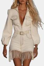 Damaris | Stoer Mini Denim Dress Fringe Western Look