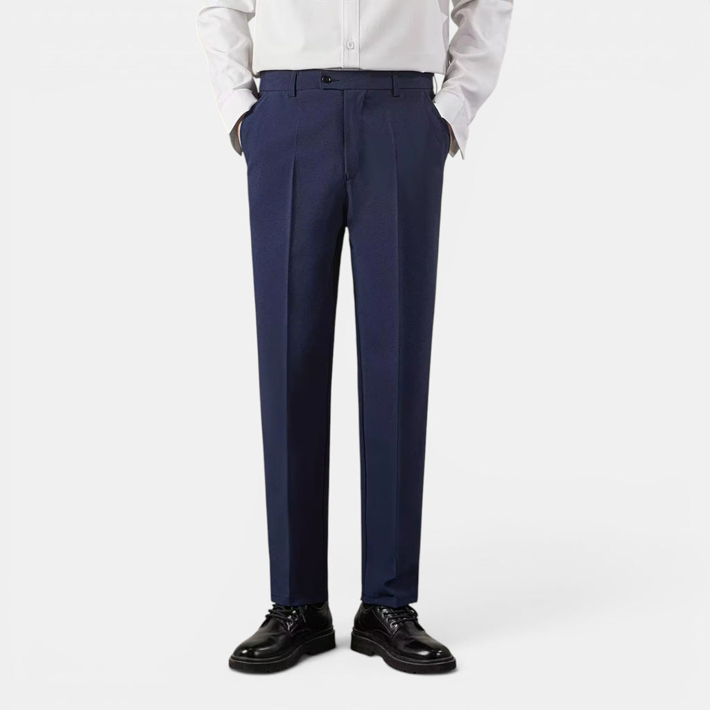 Men’s Solid Casual Straight-Leg Trousers