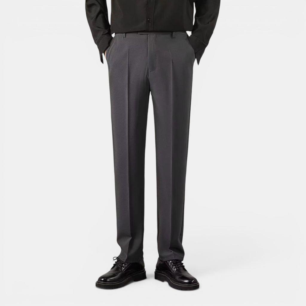 Men’s Solid Casual Straight-Leg Trousers