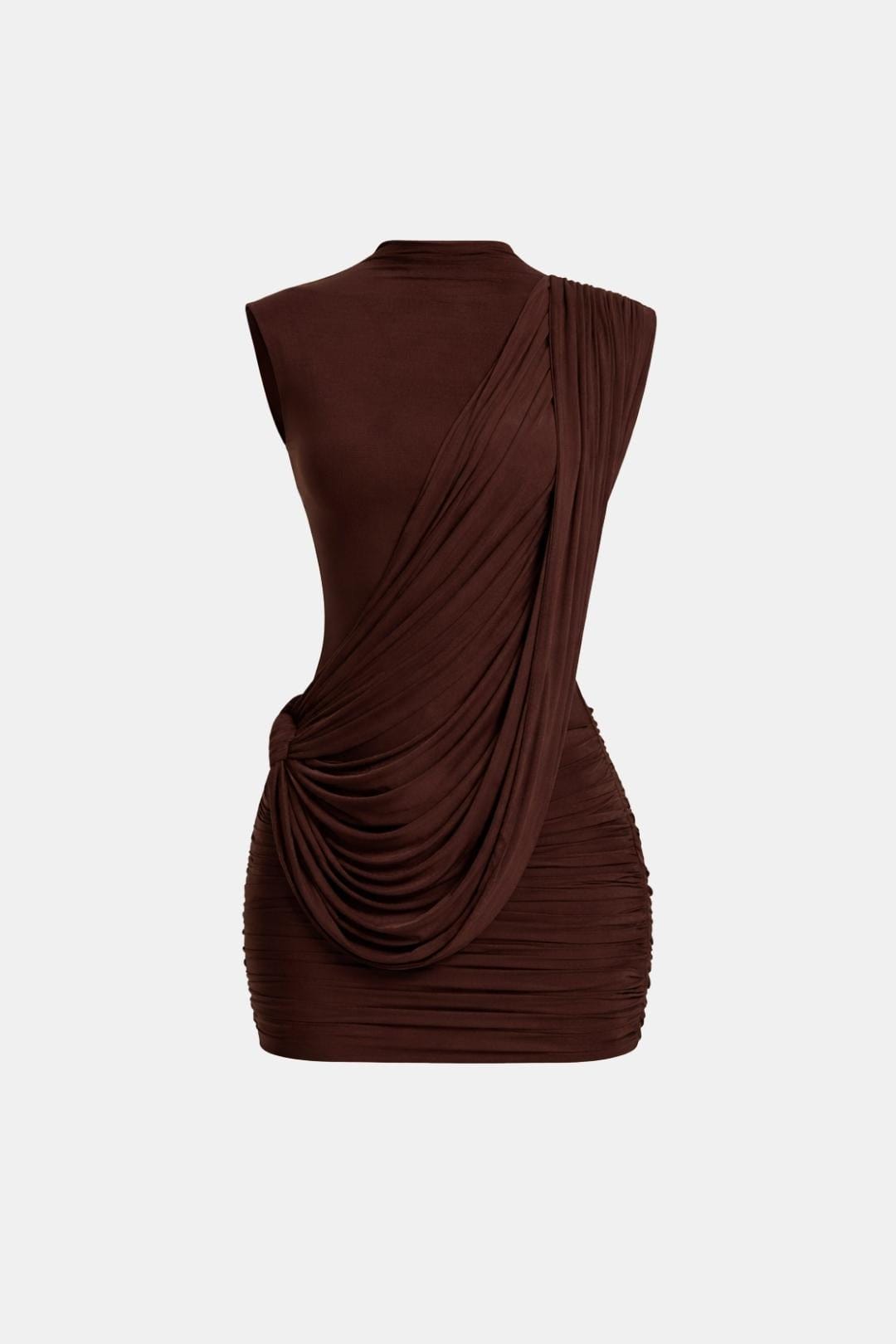 Dehlia | Chique Mini-Jurk Met Drapering en Open Rug