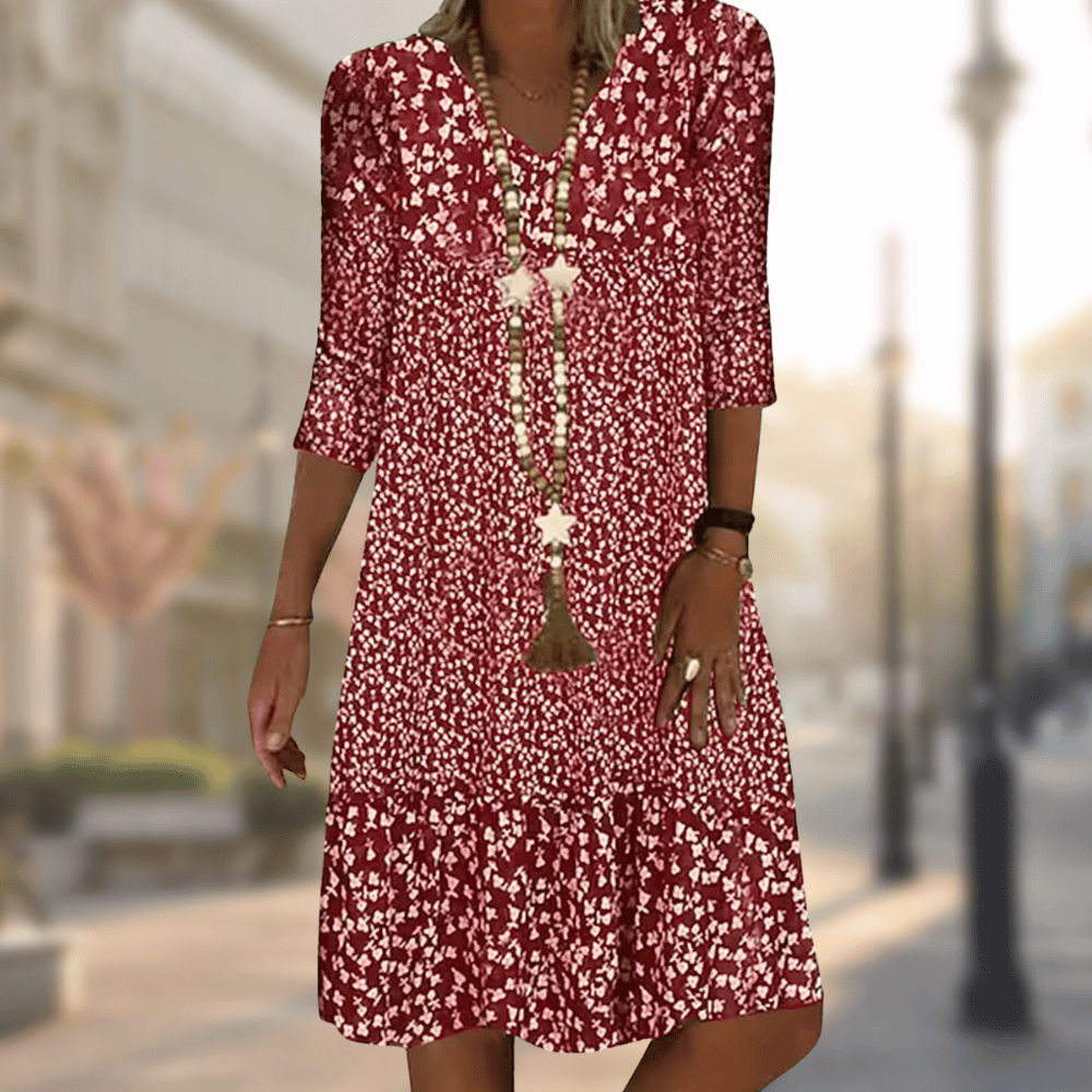 Kamy | midi jurk relaxed pasvorm v-hals casual