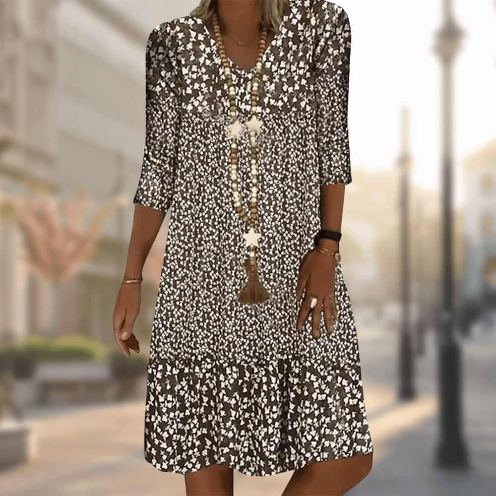 Kamy | midi jurk relaxed pasvorm v-hals casual